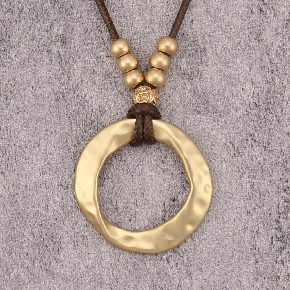 Bohemian Necklaces for Women Leather Necklace Wood Pendant Choker Long Brown Nec - Picture 9 of 9